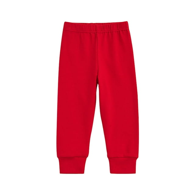 Zwiiyzr 2025 Pantalons de Pyjama 1-10 Ans pour Filles Pantalons de Nuit Longs Enfants Mignons Élastiques Coton Confortables Pantalons de Détente Longs Rouges