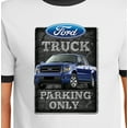 thumbnail image 2 of Mens Ford Truck Parking Only 100% Cotton Ringer Tee Shirt, Medium White/Black, 2 of 5