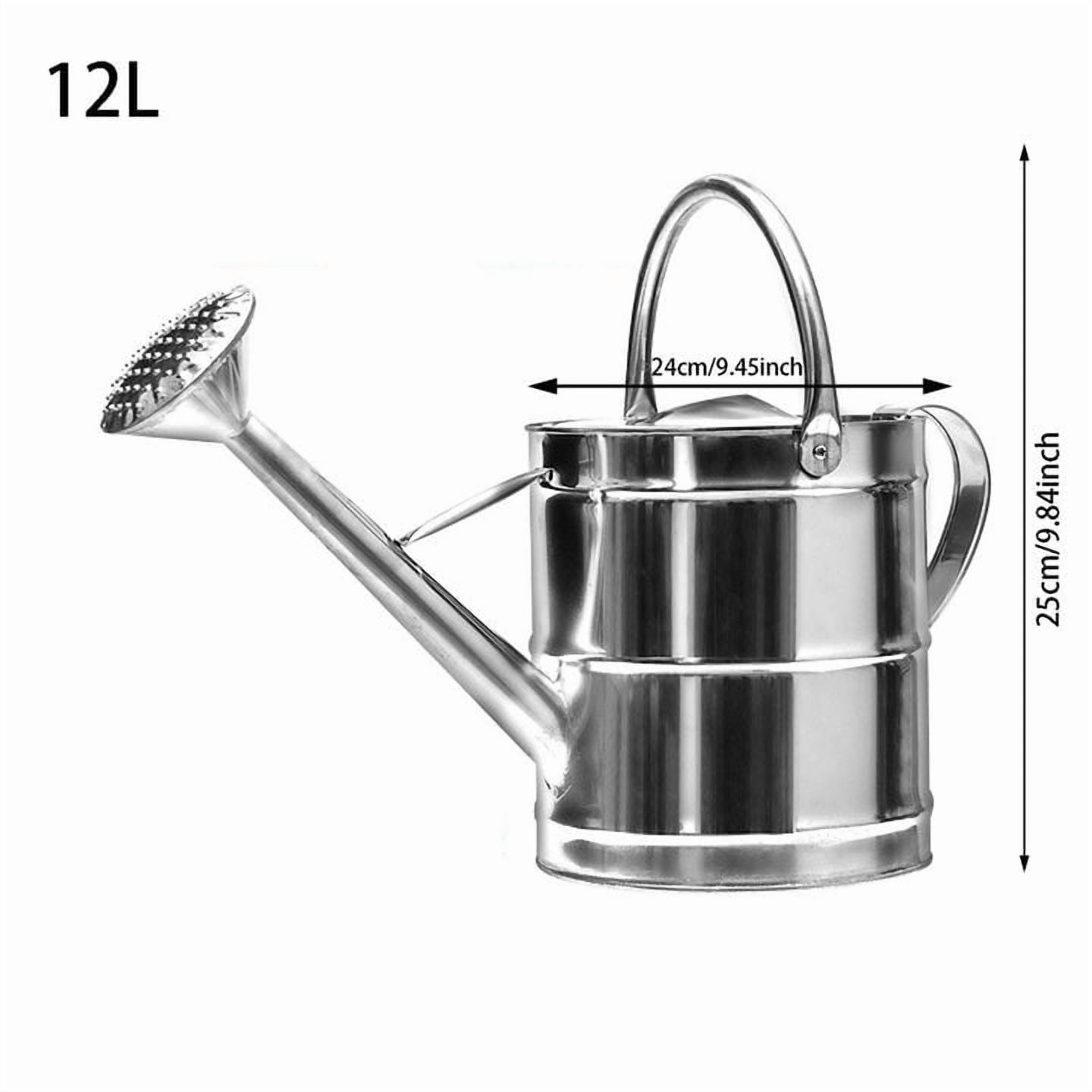 Gytml Watering Can For Plants, Stainless Steel Watering Cans With Removable Spout For Indoor Outdoor Gardening, Metal Water Can With Ergonomic Movable Handle Silver2-25X25X24cm