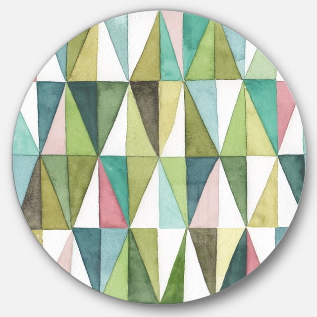 Designart 'Mixed Green Geometric Pattern II' Geometric Metal Circle Wall Art - Disc of 36