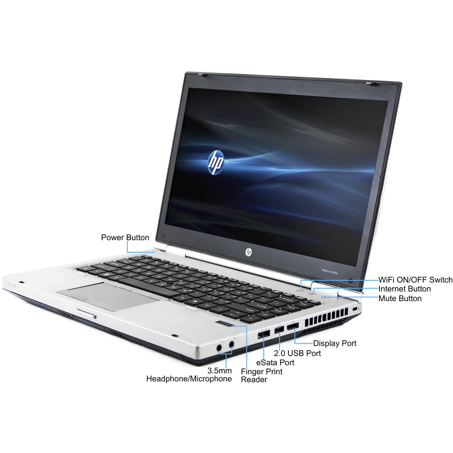 Intel Core i5-2520M 2.5GHz 8GB 250GB Windows 10 Professional Certified Refurbished HP EliteBook 8460P 14-inch Notebook PC