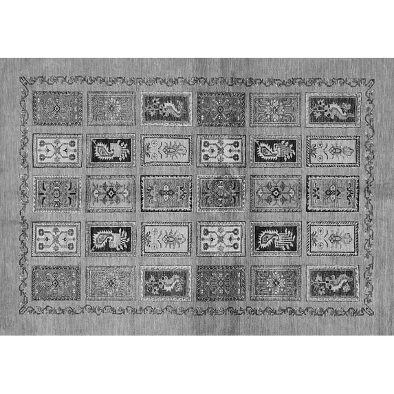 Ahgly Company Indoor Rectangle Abstract Gray Modern Area Rugs, 2' x 5'