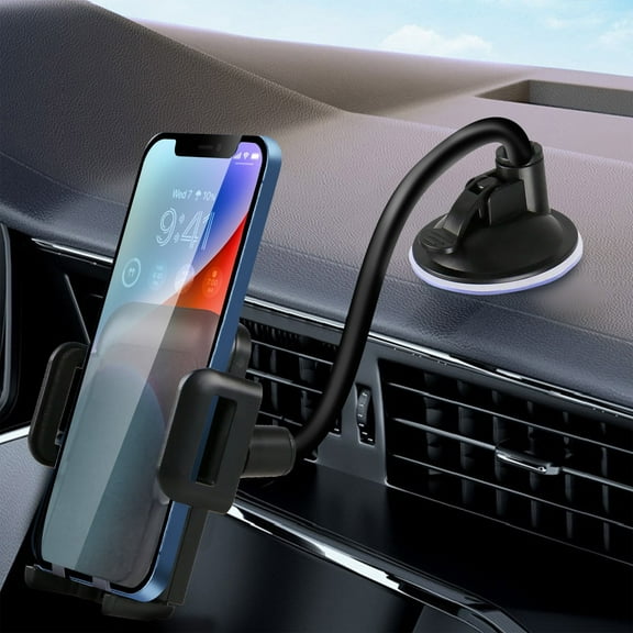 Car Mount, 360 Degree Universal Windshield Dashboard Long Arm Car Phone Holder Fit for iPhone 14 13 12 11 XS XR X, Samsung Galaxy S22 S21 S10 Plus, LG G9 G8 V60, 4-7" Smartphone