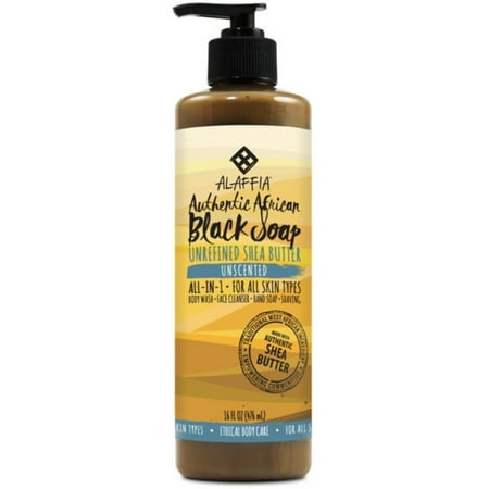 Alaffia Authentic African Black Soap, Unscented 16 oz