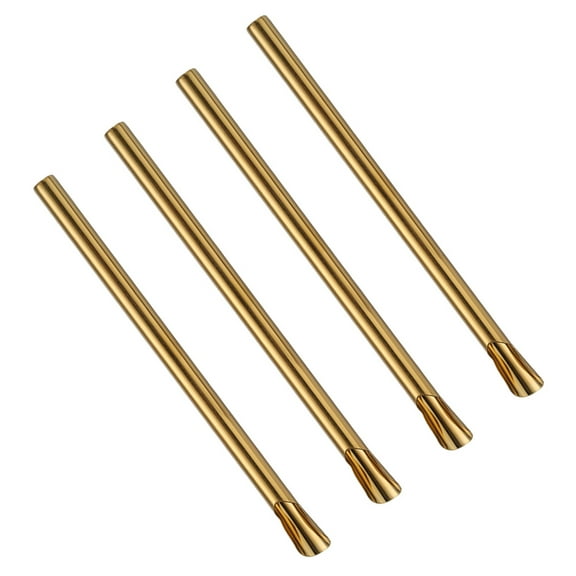 FOLOYORI 4Pcs Golden Round Stainless Steel Straw for Milk Tea and Smoothie Drinking Family Party