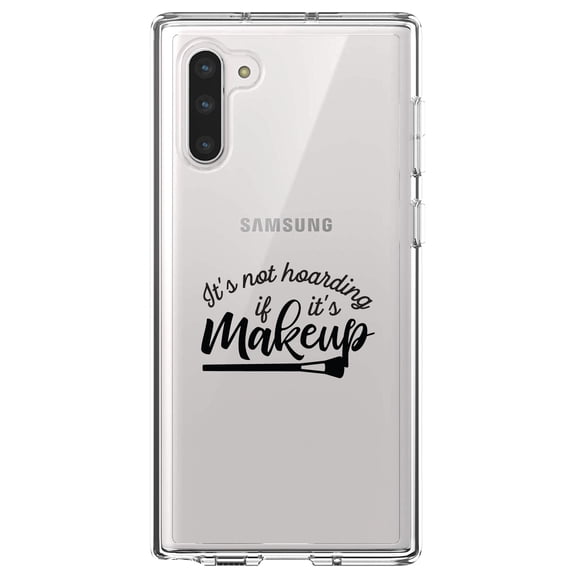 DistinctInk Clear Shockproof Hybrid Case for Samsung Galaxy Note 10 (6.3" Screen) - TPU Bumper Acrylic Back Tempered Glass Screen Protector - It's Not Hoarding If It's Makeup