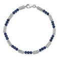 thumbnail image 5 of 925 Sterling Silver Blue Sapphire Diamond Chain Gemstone Tennis Bracelet, 5 of 6