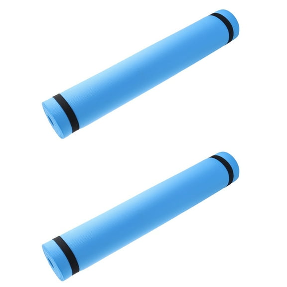 2pcs Portable EVA Yoga Mat Anti-slip Yoga Fitness Mat Outdoor Camping Exercise Mat for Hot Yoga Pilates Aerobic Fitness Stretching Routines (Blue)