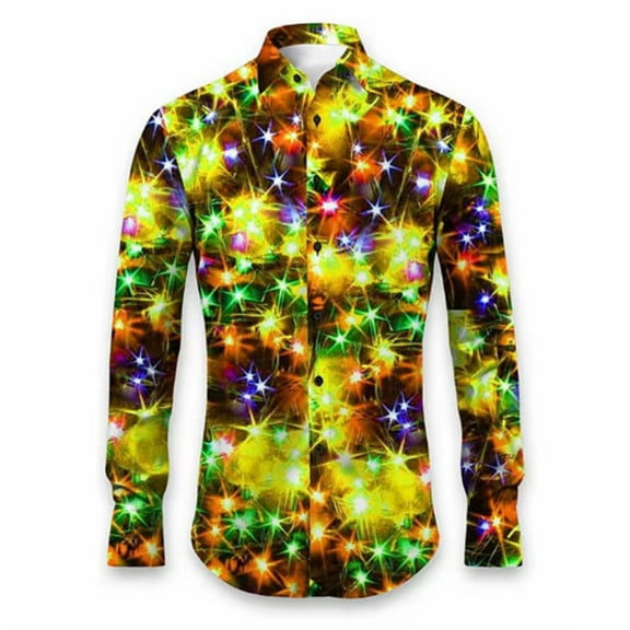 SRZYMJ Christmas Shirts for Men Long Sleeve Button Down Dress Shirt Novelty 3D Reindeer Hawaiian Tops Xmas Holiday Party Clothes