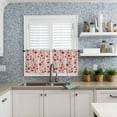 thumbnail image 6 of Christmas Red Kitchen Curtains and Valances Set, Rod Pocket Curtains Tier Farmhouse Window Curtains 24 Inch Length, Pine Tree Leaves Poinsettia Cone Retro 3 Piece Kitchen Curtains Set, 6 of 6