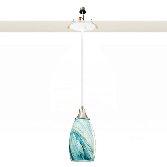 Kiven Glass Can Lights Retrofit Recessed Lighting with E26 Power Outlet Adapter, Replacement Conversion Kit for 2-3.5in Holes, Farmhouse Pendant Lighting Fixture for Hallway Kitchen,Blue TB3278