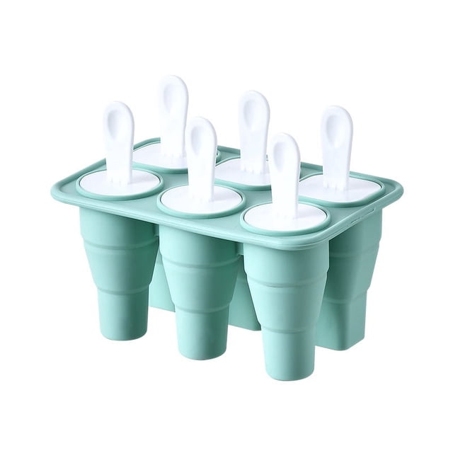 Moldes plegables para paletas, 6 piezas de moldes de cubitos de hielo de silicona reutilizables sin BPA, fabricación de cubitos de hielo de fácil liberación, bandejas de cubitos de hielo de doble func