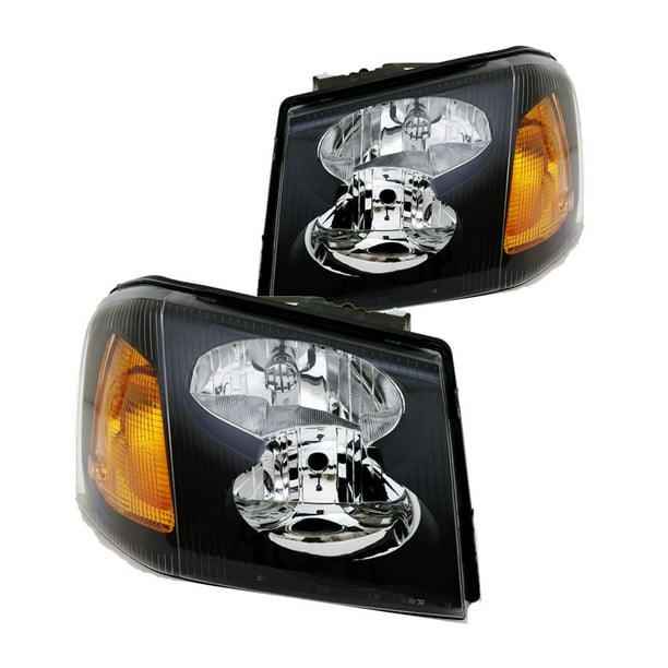 02 09 Gmc Envoy Black Smoke Headlight Clear Lens Black Housing Replacement Set Walmart Com Walmart Com