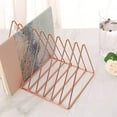 thumbnail image 2 of Triangle Desktop Magazine File Holder Rack, Sturdy 9 Slot Iron Storage Book Sorter Organizer Bookshelf for Office Home Decoration, 2 of 6