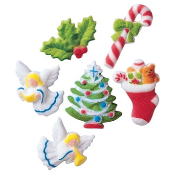 - Christmas Deluxe Sugar Decorations Toppers Party Favors Cookie Cupcake Cake 12 Count