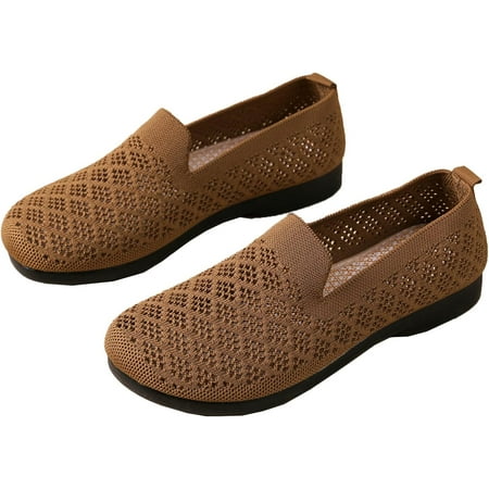 Women s Mesh Cutout Cloth Flats Loafer Shoes Round Toe Comfort Breathable Casual Slip On Walking Shoes for Flexible Workout