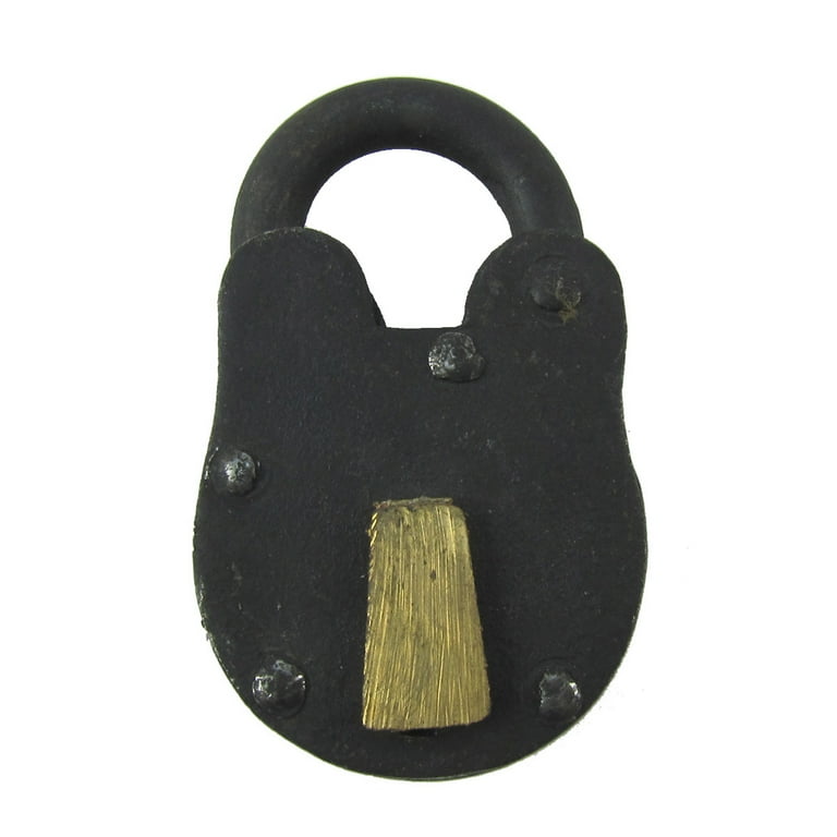 Old Vintage Rare Handmade Hind Azad Lock Pure Brass Padlock With Iron  Rustic Key