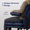thumbnail image 4 of Genpo Blue Office Chair, Mid Century Modern Leather Desk Chair with Arms, Wheels, Thickend Back and Seat, Adjustable Height, Vintage Computer Chair for Home, Office, 4 of 9