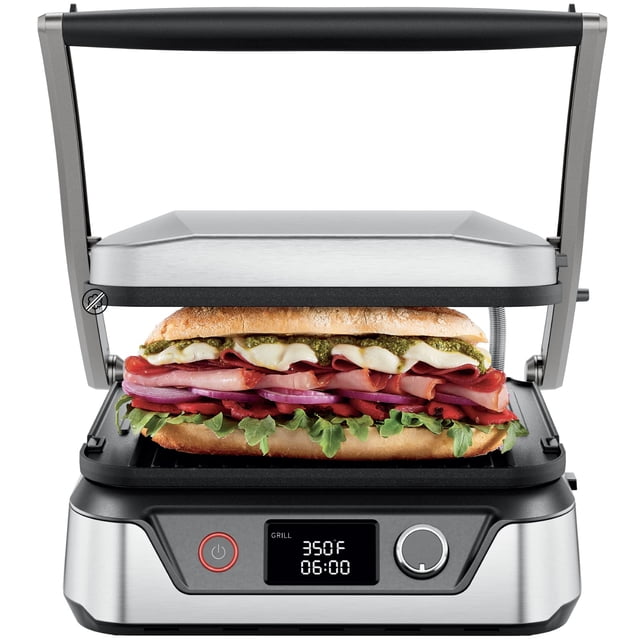 Chefman - Parrilla digital Panini 5 en 1 para sándwiches y parrilla combinada con platos extraíbles reversibles y aptos para lavaplatos