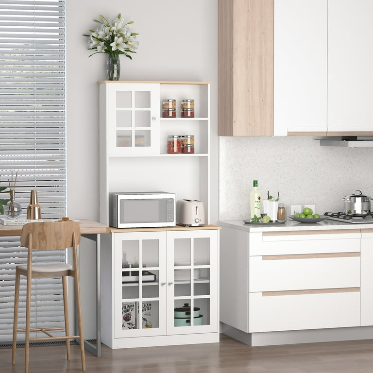 HOMCOM Kitchen Buffet with Hutch, Storage Pantry with 2 Cabinets