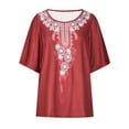 thumbnail image 4 of Palato Womens Plus Size Tops,Fashion Women's Summer Round-Neck 1/2 Sleeve Print Casual T-shirt Blouse, 4 of 9
