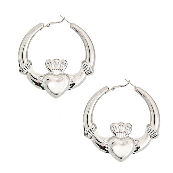 LAIQIEN Large Hoop Earrings With Heart Motifs Heart And Crown Hoop Earrings Adornment For Women Trendy Valentine's Gift