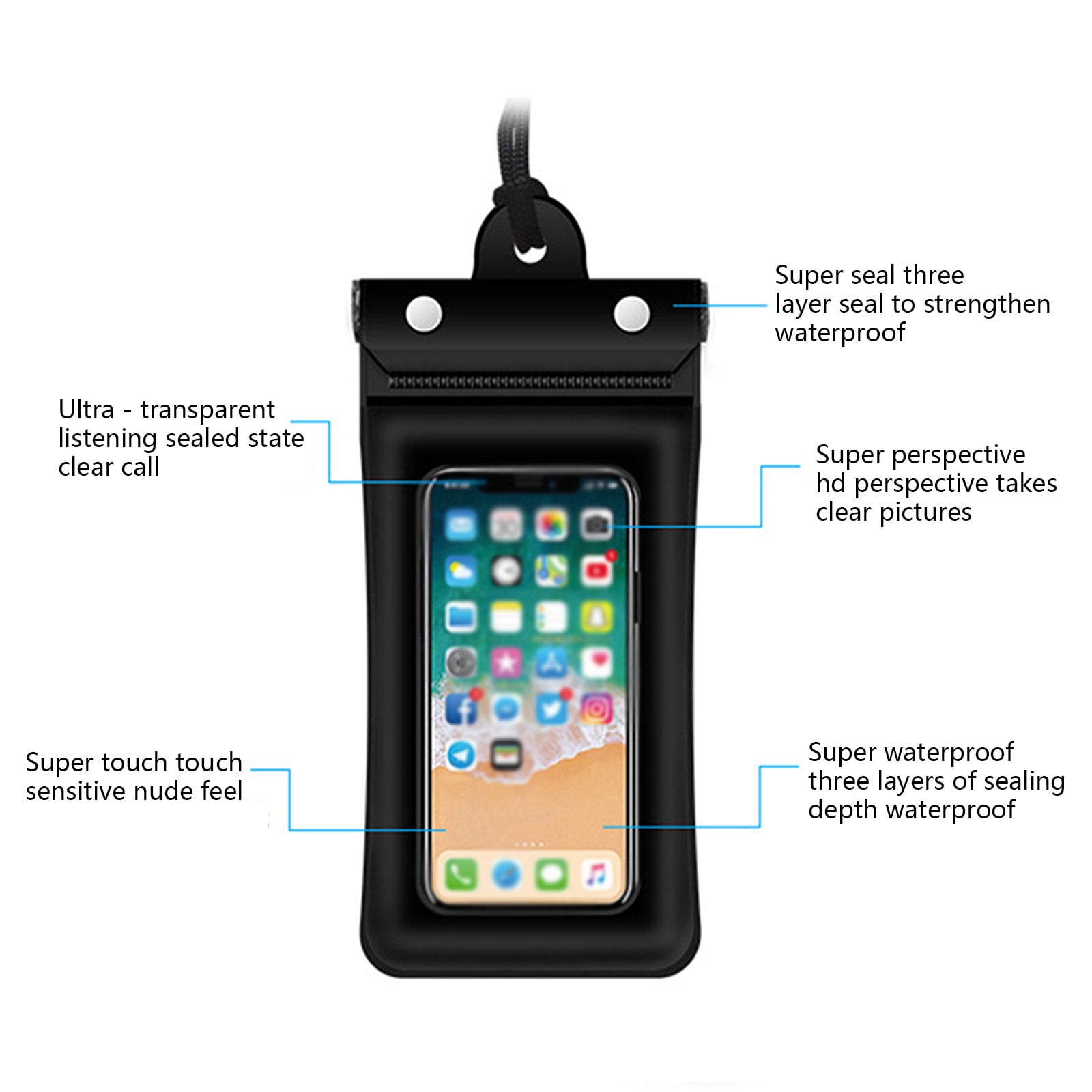 PEORSEFI Universal Waterproof Phone Pouch - Waterproof Case