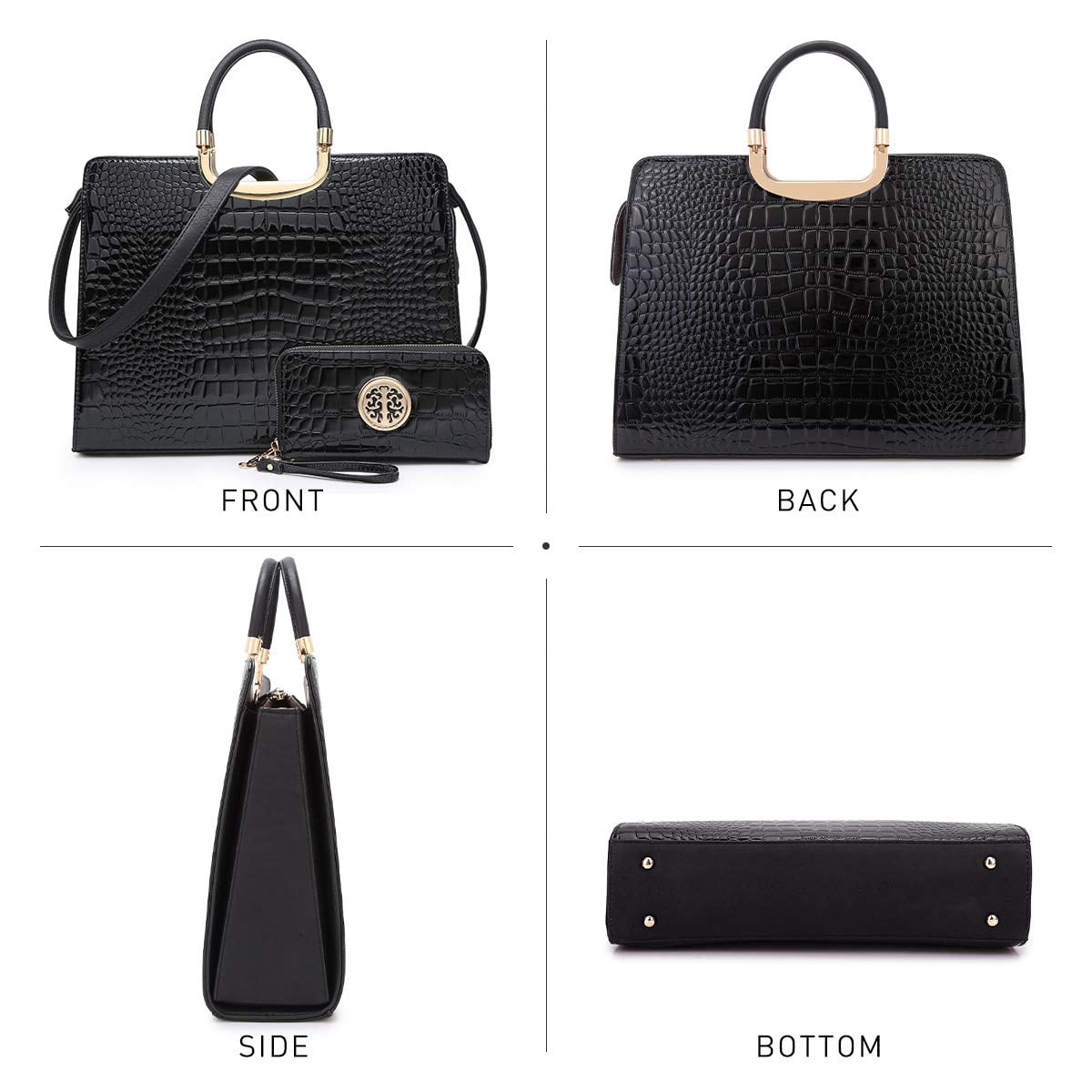Dasein Women Handbag Top Handle Shoulder Bag Tote Satchel Purse Work Bag with Matching Wallet