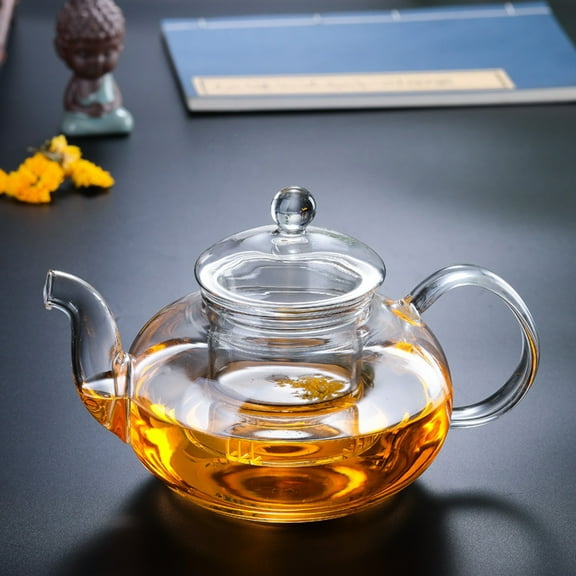 Glass Tea Pot Household Transparent Teapot Heat-resistant Tea Pot with Infuser for Home Office