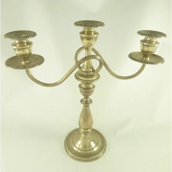 Pre-Owned Unbranded Antique Sterling Silver Candelabra Three Piece STAMPED