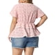 thumbnail image 3 of Blusa de verano con escote en forma de corazón y mangas cortas con volantes de Agnes Orinda para mujeres de tallas grandes 4X Rosa, 3 of 6