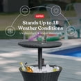 thumbnail image 3 of Keter Pacific 7.5 Gallon Cool Bar 2 in 1 Weather Resistant Side Table and Bar Durable Resin Outdoor Patio Beverage Cooler Table, Rattan Look Dark Grey, 3 of 14