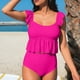 thumbnail image 1 of Tankini de moda para mujer, sin mangas, de color sólido, traje de baño, push-up, acolchado, conjuntos de blusa, traje de baño de dos piezas para mujer, trajes de baño tankini para mujer, traje de baño, 1 of 6