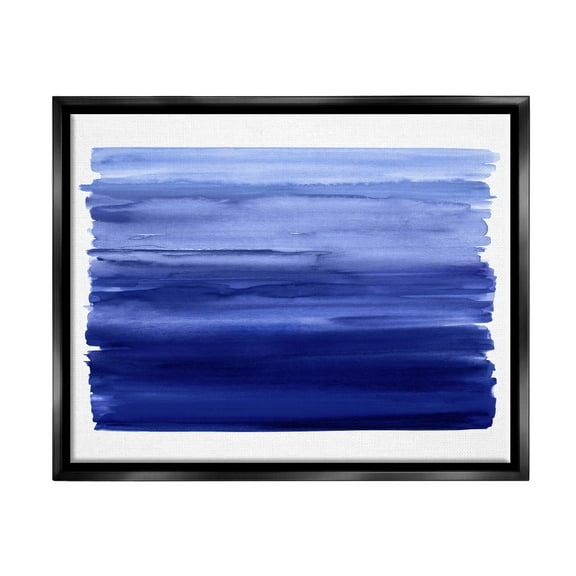 Stupell Industries Brushed Blue Gradient Form Graphic Art Jet Black Floating Framed Canvas Print Wall Art, Design by Allie Corbin