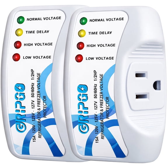 GripGo Single Outlet Surge Protector Set,Power Voltage Protector for Refrigerator Home Appliance, 1875W, 120V 125V, 15A, 2 Count, 2 Pack