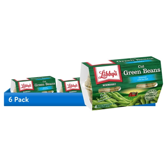 (6 pack) Libby's Cut Green Beans Lightly Seasoned With Sea Salt, 4 Oz, 4 Count Box
