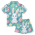 thumbnail image 2 of FORMRS Kids Satin Short Sleeve Pajama Set Unisex Top and Pants Soft 2-Piece Sleepwear, Sizes 13-14Y, Cartoon Easter Bunny, 2 of 8