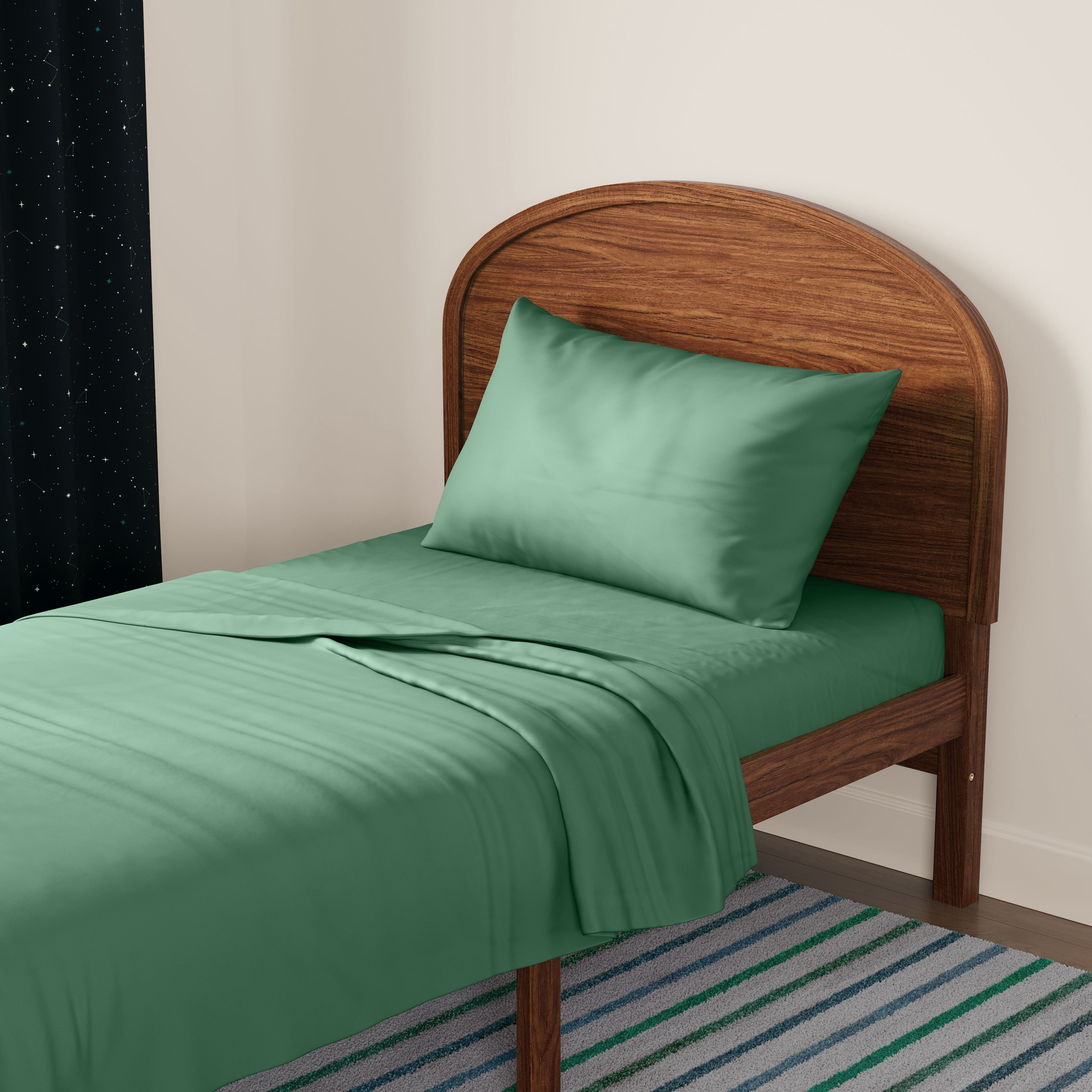 Mainstays Kids Microfiber Bed Sheet Set, Twin, Light Green, 3 Pieces