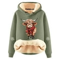 thumbnail image 2 of Highland Cow Women's Hoodies Casual Winter Warm Sherpa Lined Hooded Sweatshirt Funny Pullover, 2 of 3