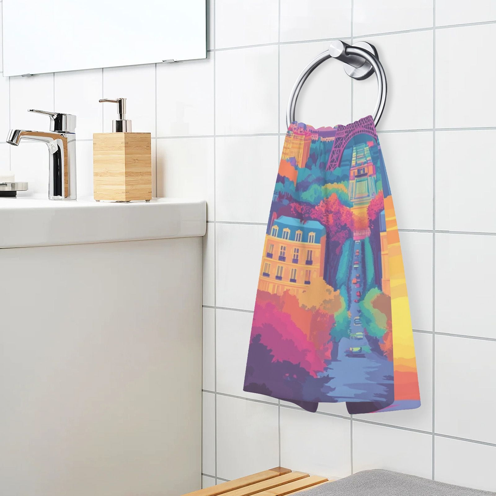 Tower and Houses Hand Towels Cotton Bath Towels Large Face Towels Absorbent for Bathroom 2 Packs