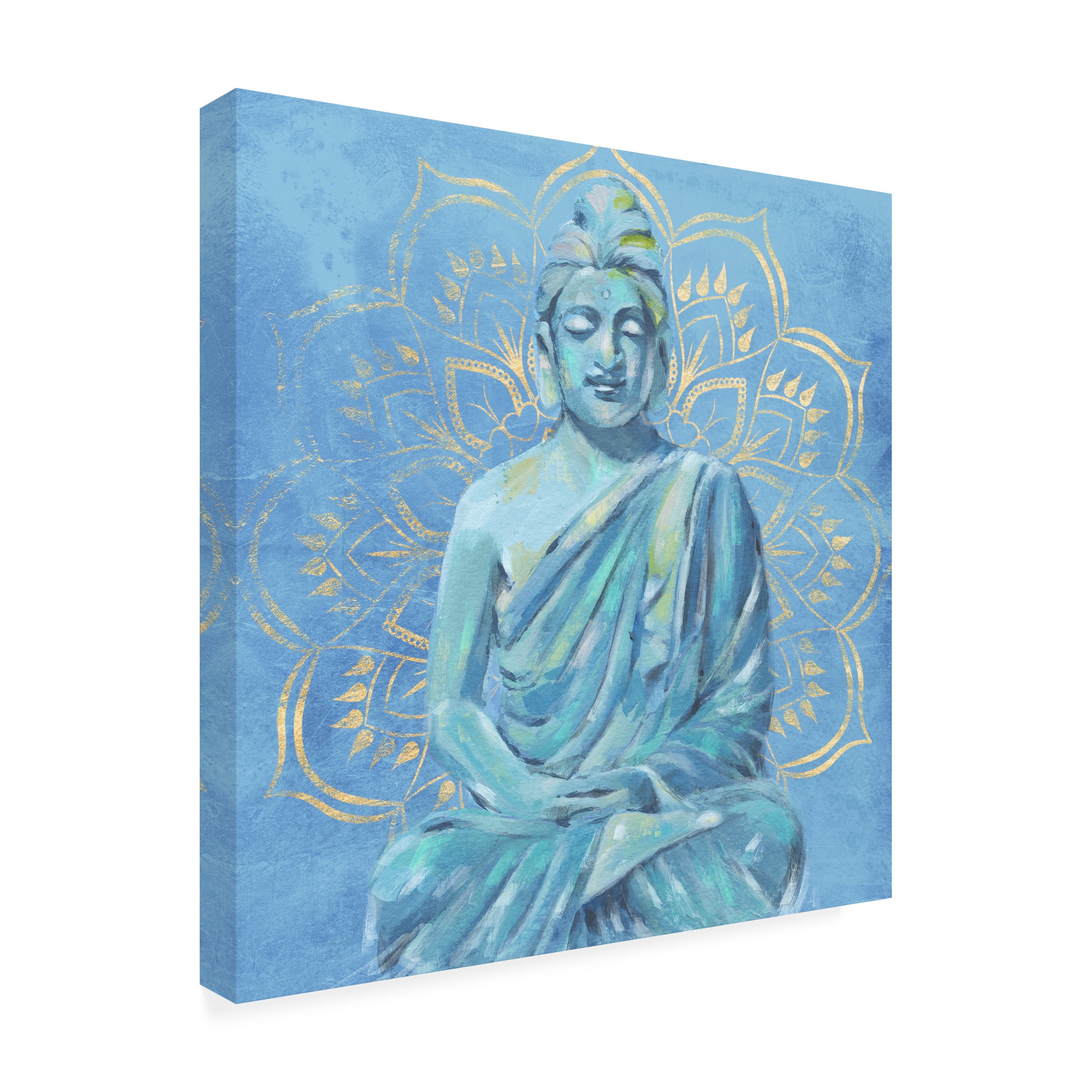 Annie Warren 'Buddha on Blue II' Canvas Art
