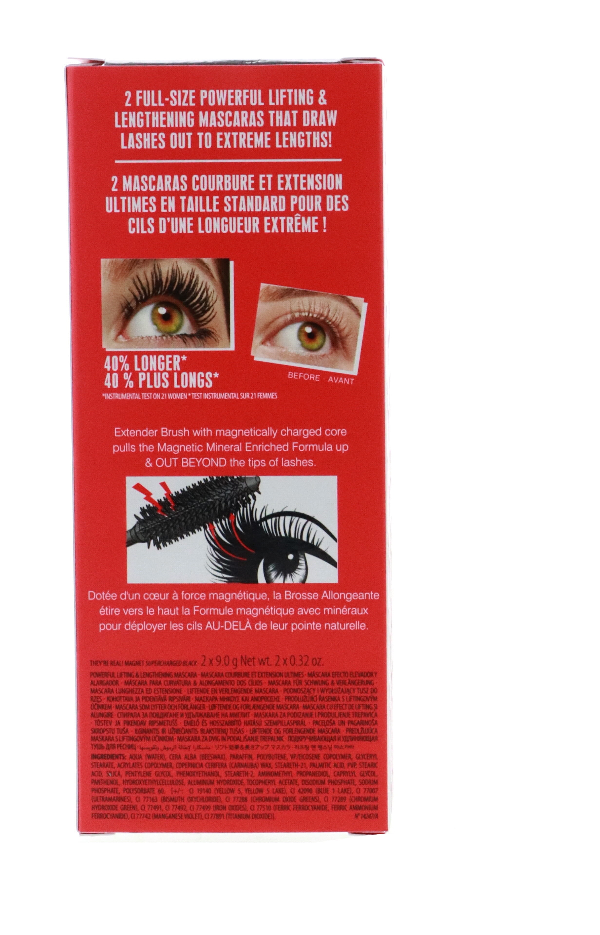 Benefit Theyre Real Magnet Extreme Lengthening Mascara - Black Mascara Women 0.32 oz, 2 pack
