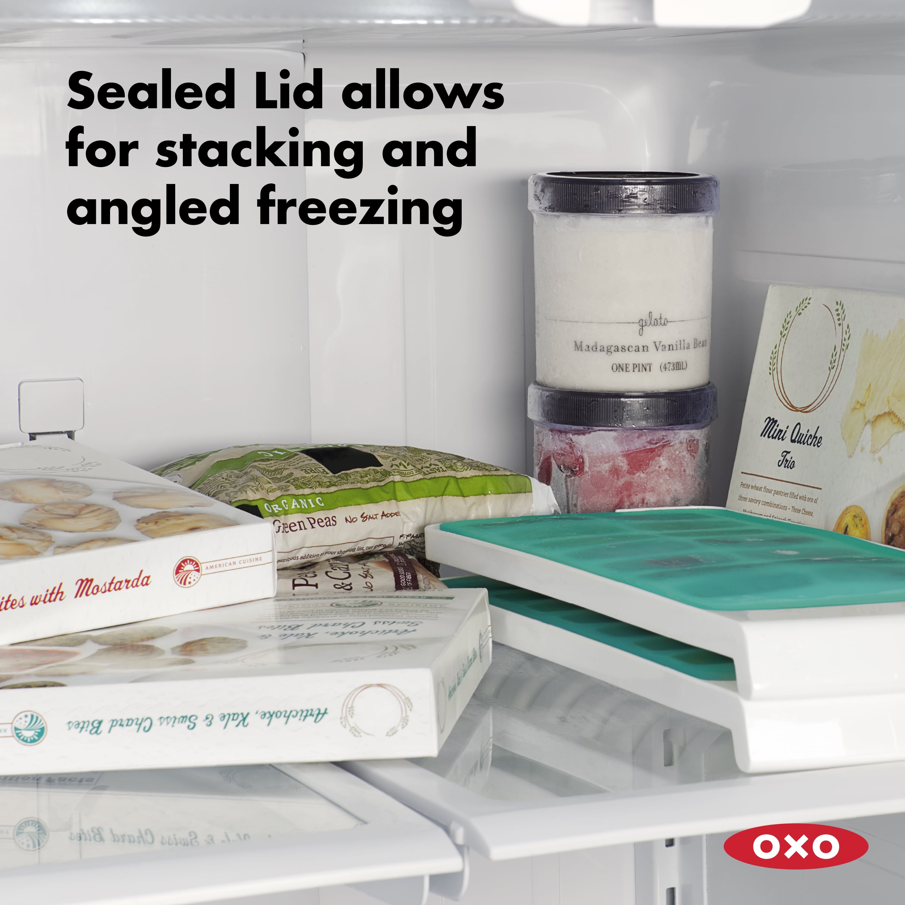 (3 pack) OXO Softworks No-Spill Rectangular Ice Cube Tray