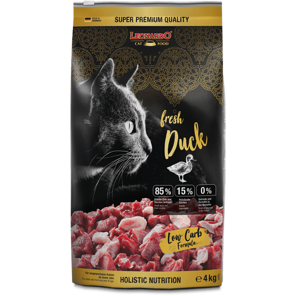 LEONARDO Fresh Duck [4 kg] cat Food | Dry Food with 85% Fresh Meat | Complete Food for Adult Cats from 1 Year for All Breeds