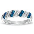 thumbnail image 1 of 0.80 CTTW Sapphire & Diamond Band Set, 14K Gold - Size 9, 1 of 1