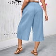 thumbnail image 6 of Hurxie Women's Plus Size Wide Leg Capri Pants Loose Lounge Cropped Culottes Summer Casual Palazzo Pants with Pockets Sky Blue,M, 6 of 7