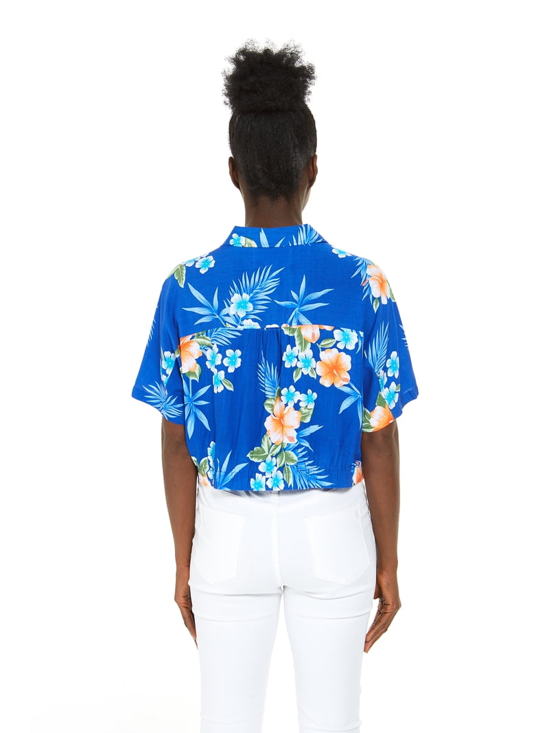 Women's Hibiscus Floral Hawaiian Camp Shirt – 100% Cotton, Made In Hawaii, Loose Fit