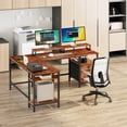 thumbnail image 4 of Satifur 66" Computer Desk L-Shaped, Reversible Gaming Desk, Rustic Brown, 4 of 6