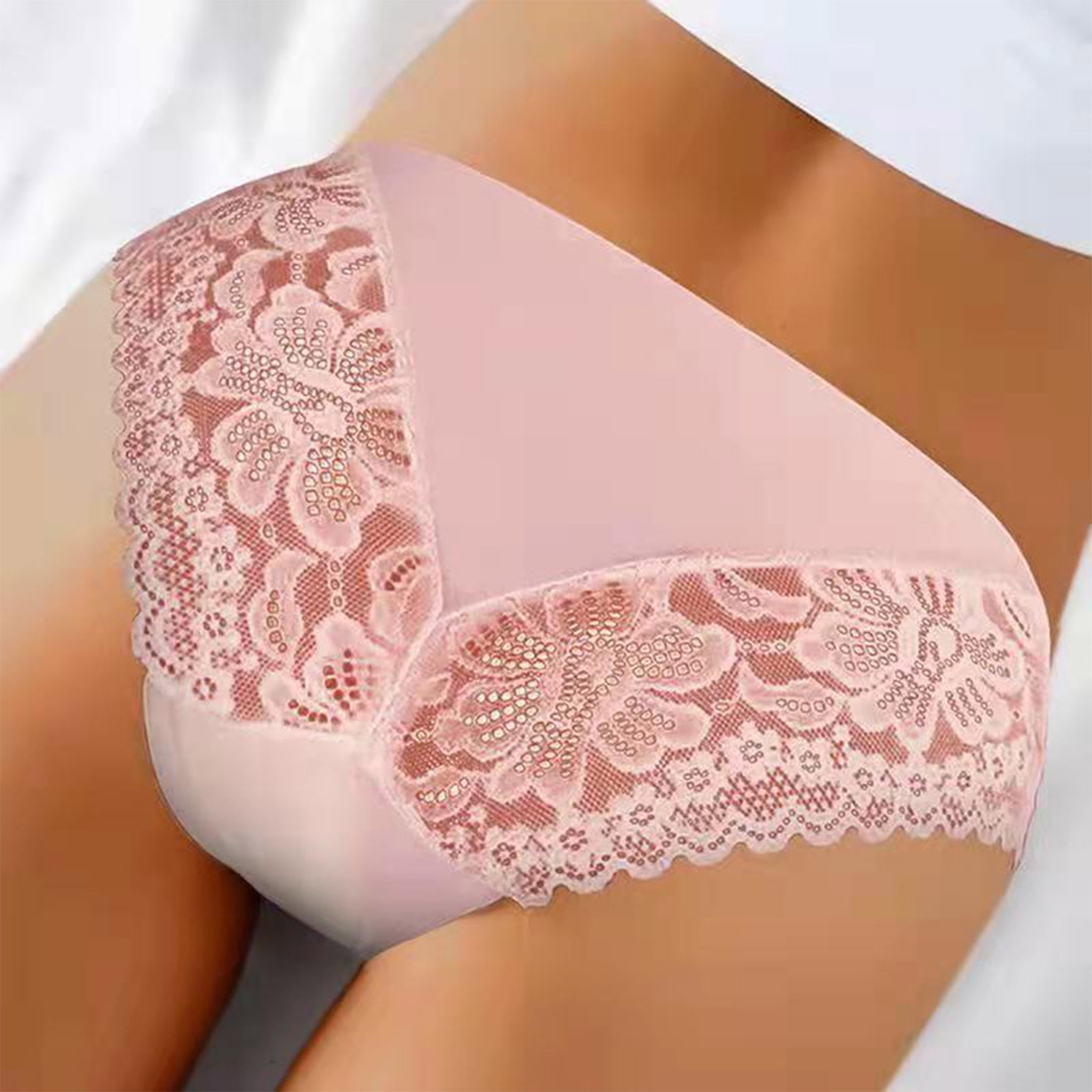 HUPOM Sheer Panties Panties For Girls Briefs Leisure Tie Seamless Waistband  Pink L 