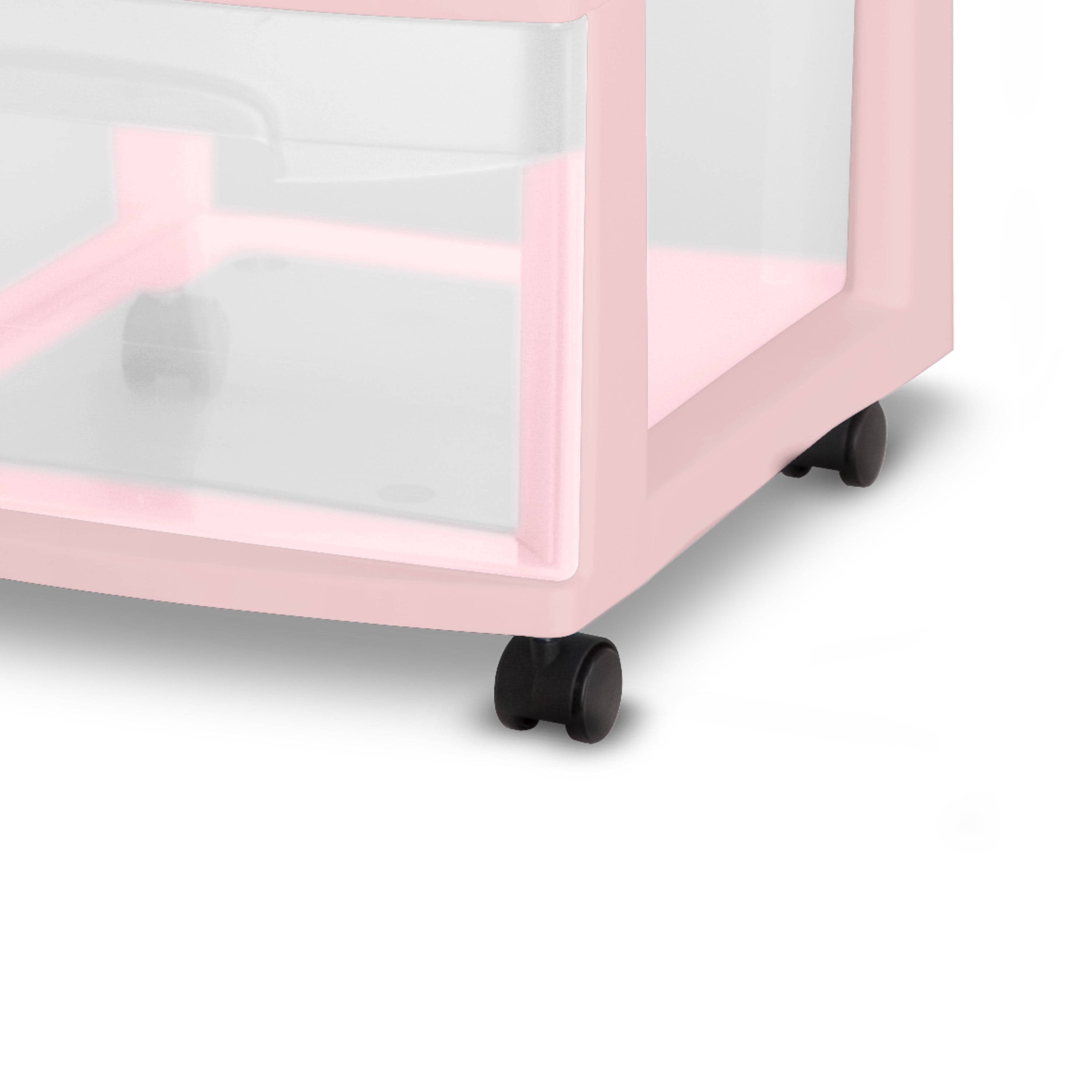 Sterilite Plastic 3 Drawer Cart Blush Pink Set of 2